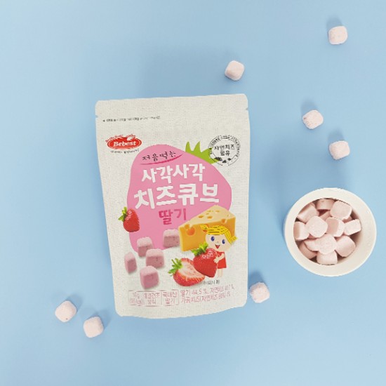 BEBEST Frozen Crunchy Cheese Cube Strawberry 16g 12m+ Made in Korea