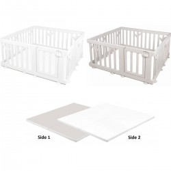 iFam Birch Baby Room 146x146x62.5cm (Brown/White) + RUUN Birch Playmat Set