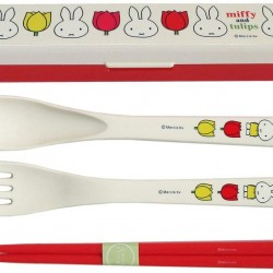 Miffy and tulips slim trio set chopsticks spoon fork