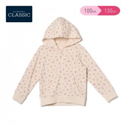 Nishimatsuya Children's Floral Print Fleece Long Sleeve sweater jacket (100,110cm) (Official Goods)