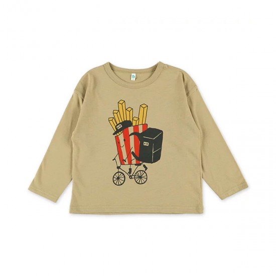 Nishimatsuya French fries print Long Sleeve T-Shirt (80, 90, 95cm) (Official Goods)