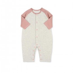 Nishimatsuya Baby long sleeve bodysuit Pink Grey Colorblock (60-70cm) (Official Goods)