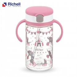 Richell Aqulea Clear Straw Bottle Mug 320ML (7M+) (pink)