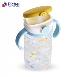 Richell Aqulea Clear Straw Bottle Mug 320ML (7M+) (Yellow)