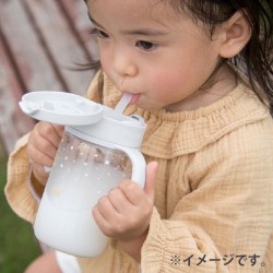 Richell 兒童吸管杯 Axstars 飲水杯 7個月起 320ml 淺藍色